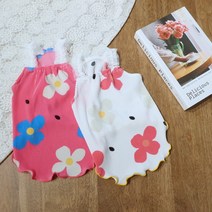 촌캉스 레트로 플리츠 몸빼 강아지 올인원 애견 여름옷 코코리베 강아지옷 S-2XL, 핑크