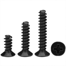 M2.6 블랙 100개 접시머리 셀프 태핑 나사 탄소강 미니 크로스 카운터 성크 헤드 볼트, M2.6 (100pcs), 12mm