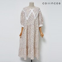 코인코즈 라운드넥 플라워 레이스 플레어 반팔 원피스 (IY2MO5260)