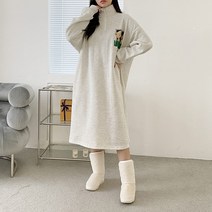 엔젤로즈샵 러브곰 기모 루즈핏 롱원피스