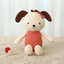 베베라온 오가닉 봉제인형 신생아 아기 유아 선물 강아지 애착인형 두기S(레드), 기본포장