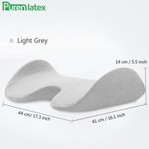 임산부 바디필로우 임신 베개 Purenlatex 메모리 폼 요추 허리 지원 쿠션 느린 리바운드 압력 위한 정형 침구, 밝은 회색