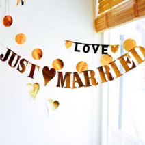 엘블랑꼬 웨딩 가랜드 골드 Just Married 셀프웨딩 파티용품
