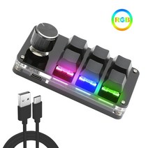 rgb 매크로 키보드 블루투스 usb 사용자 정의 키보드 노브 미니 기계식 키보드 프로그래밍 매크로 게임 포토샵 키패드, k06-블랙-rgb, 파란색 스위치