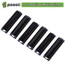 Poooli A4 모바일 프린터와 호환되는 6 롤 열 전사 리본 프린터 용품 2 롤/박스