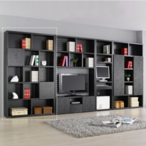 블랑누보 서재 맞춤 책장 수납형 TV 다이 시스템 거실장 세트 1200, 4자책장_블랙