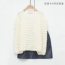 [코인코즈] 라운드넥 엠보 포인트 긴팔 블라우스 (IY3SB1070)