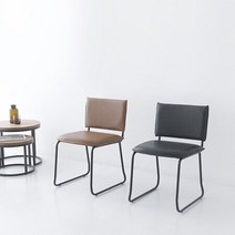 마켓비 WINGLA 의자 빈티지 블랙 브라운 PU 철제 스틸 거실 식탁 카페 체어