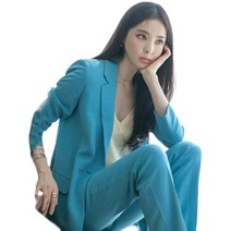 여성 무대의상 행사복 가수 트로트 하늘색 자켓 바지 세트