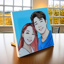 팝아트 캐리커처 팝아트 초상화 팝아트 인물화 주문제작 커플팝아트 웨딩팝아트, 정사각12x12cm, 1인기본