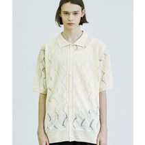 에스에스와이 웨이브 펀칭 반팔 니트 가디건 크림 wave 니트ed 하프