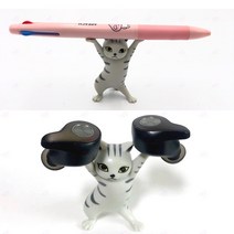 책상 고양이 핸즈업 홀더 볼펜 거치대 서재 만년필 홀더 소품 정리, 블랙