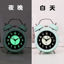 야광 미니 시끄러운 알람 시계 미라클 모닝 학생용 북유럽 침실 무소음, 라지 야광/파우더[배터리 모델]