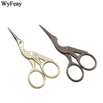 산세이 재단 가위 바느질 크레인 크로스 스티치 클래식 빈티지 골동품 자수 스테인레스 사, 3.5인치 골드
