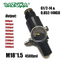 M18 * 1.5 공기 HPA 4500psi 압축 공기 CO2 탱크 레귤레이터 밸브 출력 압력 800psi ~ 3000psi 다이빙 실린더 병 신제품, 1200psi with cap