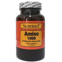 Sentinel 고품질 아미노 1000 사전 소화 아미노산은 근육 수리 및 운동 회복을 지원합니다 미국산 100정