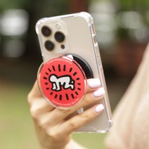 스키누 키스해링 아크릴 맥세이프 그립톡 스마트톡 거치대, 크리핑차일드