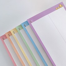 [바보사랑] A4떡메모지 병아리노트 6종(A4떡메 모눈 모조지100g) 25매, A4모눈노트(25매):보라