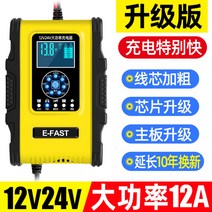 고급 자동차 배터리 충전기 12v 24v 점프스타터 자동 스마트 스토리지 복구형 고출력, G.[12V24V 고출력 12A 충전기] + 1개
