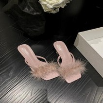 하이힐 슬리퍼 패션 좁은 밴드 깃털 장식 슬립 플립 플롭 야외 캐주얼 비치 샌들 스타 여성, purple+37