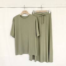 우드피카 골지 롱스커트 반팔 세트 4컬러