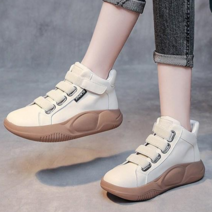 Prosekor 여성 하이탑 운동화 키높이 통굽 가죽 스니커즈 캐쥬얼 싱글 슈즈