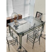 아크릴식탁 투명 직사각형 모던 카페 테이블 커피숍, 스모크 그레이 사각 테이블 80x80x74cm