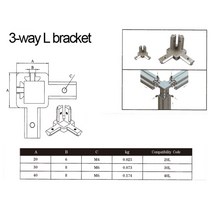 T슬롯 알루미늄 압출 프로파일 2020/3030/4040 시리즈용 3 방향 엔드 코너 브래킷 커넥터 (나사 포함 4 개, 01 for 2020 AL profiles