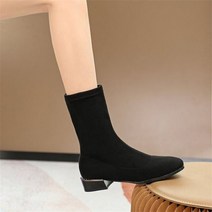 어그부츠플랫폼 autumn and winter thicksoled socks boots elastic cloth womens slim midheel light thickheel r