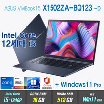 ASUS 비보북 15 X1502ZA-BQ123 + Win11 Pro포함 / 12세대 i5, WIN11 Pro, 16GB, 512GB, 12세대 인텔 코어 i5 1240P, 콰이어트 블루