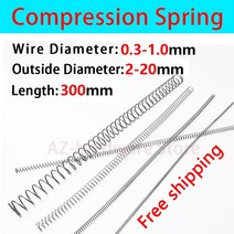 스프링 압축 압력 와이어 직경 0.3-1.0mm 외경 2mm-20mm 길이 300mm 릴리스 리턴 1, 06 0.8mm, 01 300mm