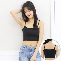 [국내원단 국내생산] 핏이 이쁜 패션 아웃터 미니 크롭 끈 나시