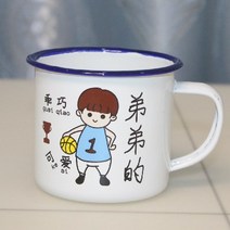 법랑머그컵 컵 가정용 물마시기 강한내구성 물컵 전문인 전용커버 포장보호 구식으로 내던지다 법랑컵 빈티지 머그컵, T07-7cm동생 두꺼운 덮개없음 25