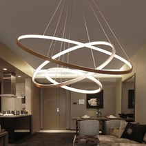 벽조명 벽전등 60CM 80CM 100CM 모던 펜던트 조명 거실 식당 서클 링 아크릴 알루미늄 바디 LED 천장 램프 기구, 1Ring 40cm, Body color Golden, Warm white no remote