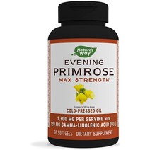 네이쳐스 웨이 이브닝 프림로즈 맥스 스트렝스 콜드 프레스 오일 1300mg 60정, 60 Count (Pack of 1)