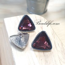 비즈라이프 14mm 삼각 보석단추4개, 1봉, 백금도금 버건디