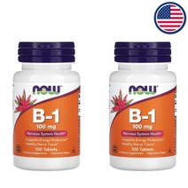 1+1 나우푸드 비건 비타민B1 티아민 100mg 셀룰로오스 스테아르산 100정, 2통