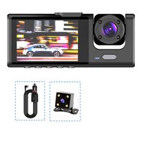 블랙박스 가성비택시 Uber 자동차 DVR 1080P 후면 카메라 3 대시 캠 720P 전면 및 내부 GPS 차량 블랙 박, 02 DVR With Rear Cam_01 None