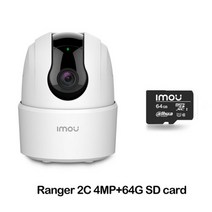 360카메라 360도 VR CCTV 3D 촬영 IMOU 레인저 2C 2MP 4MP 홈 와이파이 360 카메라 인간 감지 야간 투시경 아기 보안 감시 무선 ip 카메라, 4MP add 64G SD Card_EU 플러그