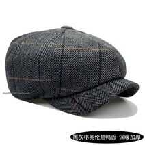 베컴 잉글랜드 피크 캡 큰 팔각형 캡 베레모 남성 따뜻한 가을과 겨울 모직 화가 -89778
