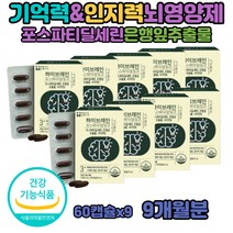 GINKGOBILOBA 청소년 뇌 집중력 영양제 포스타딜세린 플라보놀배당체 은행잎추출물 포스파티딜세린 징코빌로바 PS 수험생선물 할랄 식약처 인정 PTP포장 기억력 인지 공부 공시생 브레인케어 브로콜리 추출물 hpmc없는 은행잎추출물플라보놀36