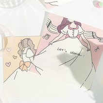 예쁜 소녀의 드레스 일러스트 캐릭터 파스텔 소녀 라벨 귀여운 다꾸 다이어리 메모지, 02 : 꽃밭