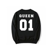 시밀러룩 커플 웨딩촬영커플룩 킹 퀸 크라운 01 인쇄 커플 의류 여성 남성 운동복 연인 닦았 캐주얼 풀오버 연인 선물 빈티지 숙녀 탑