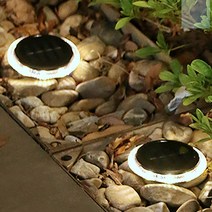 SOCEAN 원형 자연광 산책로 정원 잔디 바닥 조명 직부등 웜2EA 베란다 벽부착 조명 마당 솔라 라이트 실외 외부 바닥등 태양열 채광 LED 루프탑 옥상 담벼락 조경 방수 전구 현관 정원 외등 태양광 쏠라 전등 난간 경관