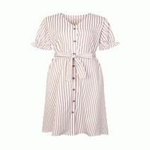 더아이잗뉴욕 더아이잗 프릴 소매 스트라이프 원피스 IK6N0OPA7