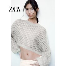 자라 ZARA 니트 스웨터 봄 여성복 자카드 메쉬 라운드넥 4369106 485