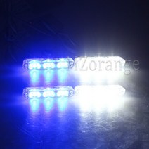 경광등 비상등 Fso 자동차 경찰용 스트로브 라이트 4x3 LED 플래시 스트로보스코프 구급차 12V 경고 비, 09 white blue