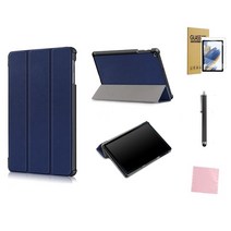 갤럭시탭A8 10.5 SM-X200 X205 북커버 케이스+9H강화유리필름+터치펜+클리너, 네이비+9H강화유리필름