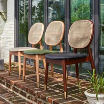 두다닥 발리 인테리어 천연라탄 테이블 의자, 월넛/블랙, 1개