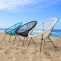 버드홈체어 라탄 야외 아카풀코 해변 테라스 안락의자, 블랙